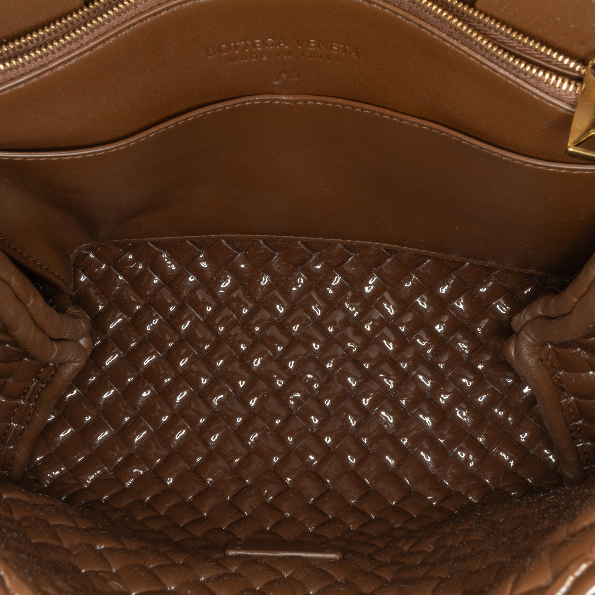 Bottega Veneta | Pre-Owned Intrecciato Patent Patti | Brown/Dark Brown