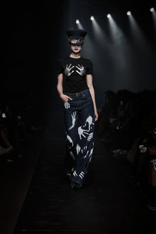 Handprint Wide Leg Jean | Dark Blue