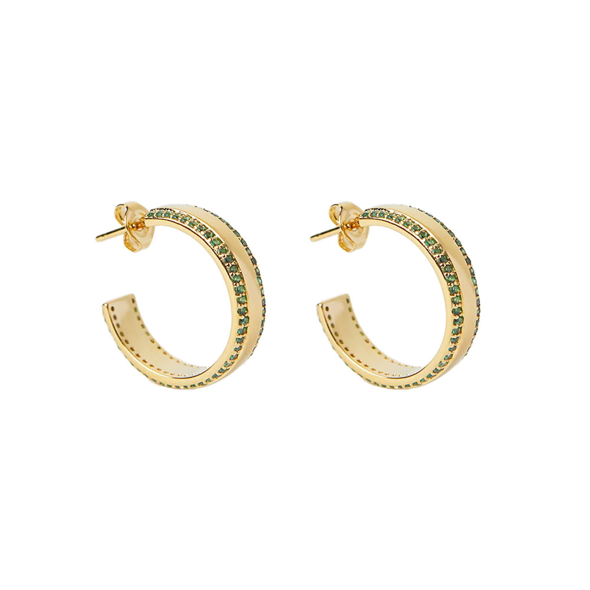 The Green Cz Hoop | 18K Yellow Gold-Plated