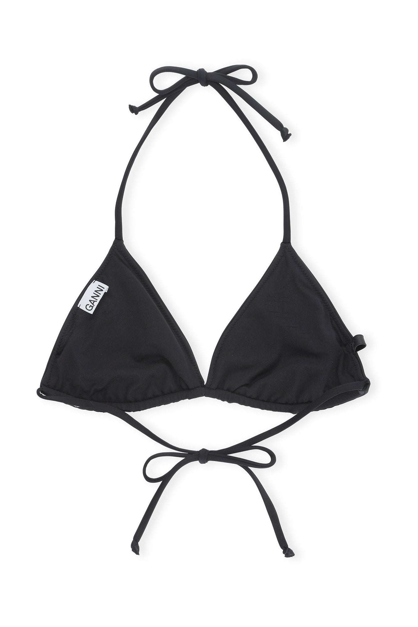 Recycled Core Solid String Bikini Top | Black