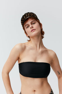 Recycled Core Solid Bandeau Bikini Top | Black