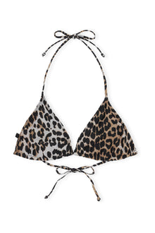 Recycled Core Printed String Bikini Top | Leopard