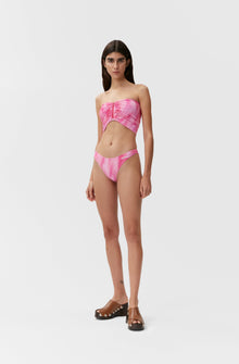 Recycled Printed Zipper Bikini Top | Dreamy Daze Phlox Pink