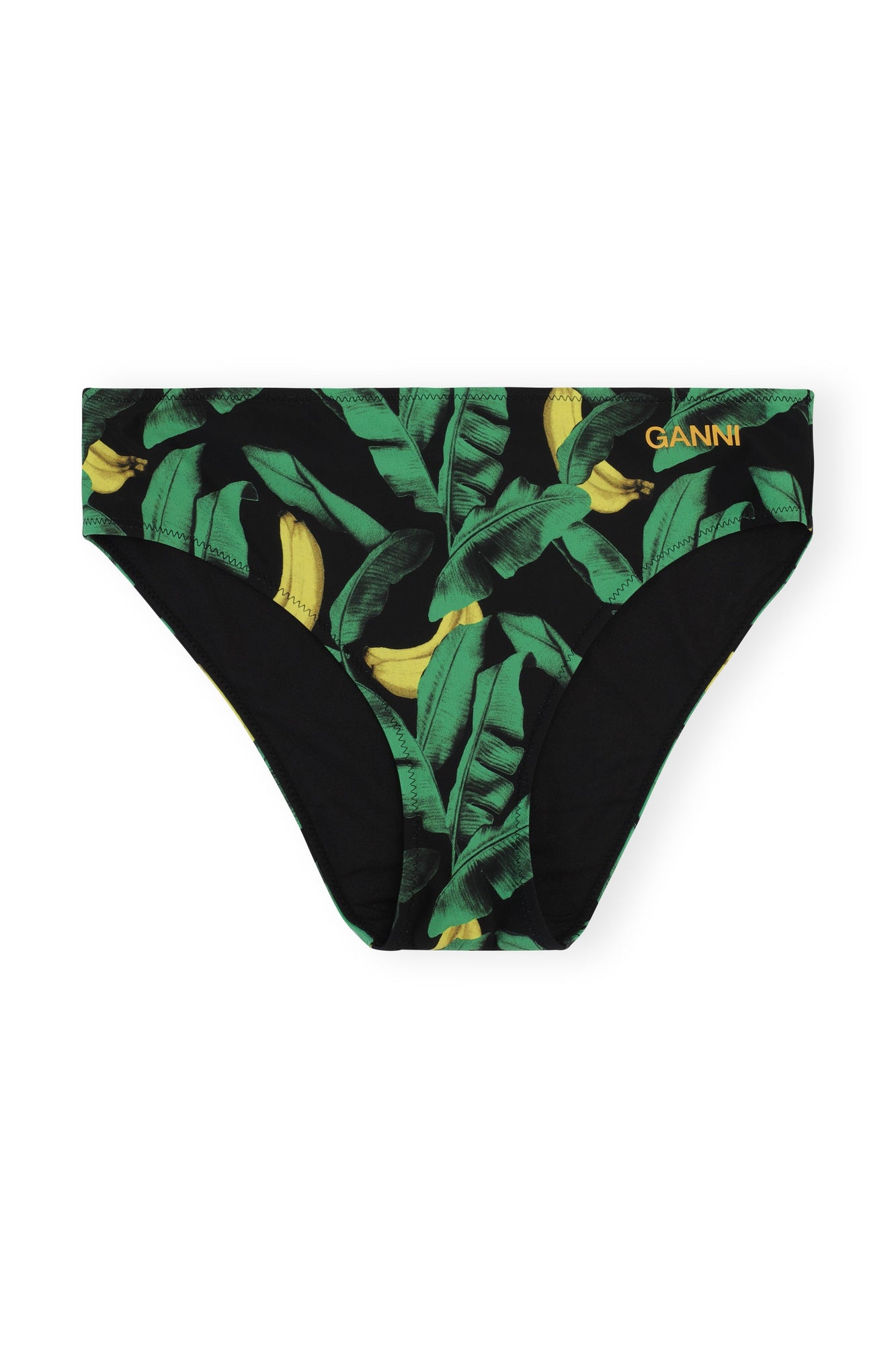 Recycled Printed Midrise Bikini Briefs | Banana Tree Black