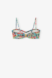 Recycled Printed Ruffle Bandeau Bikini Top | Multicolour