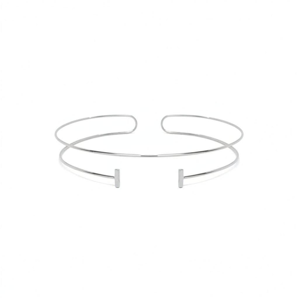 Bar Slip-On Choker | Rhodium-Plated Brass