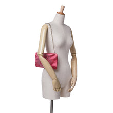 Chanel | Pre-Owned Satin Diamante Camellia Clutch with Chain | Pink/Dark Pink