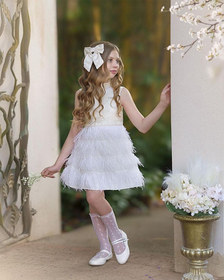 Eliza Ivory Feather Dress | Ivory