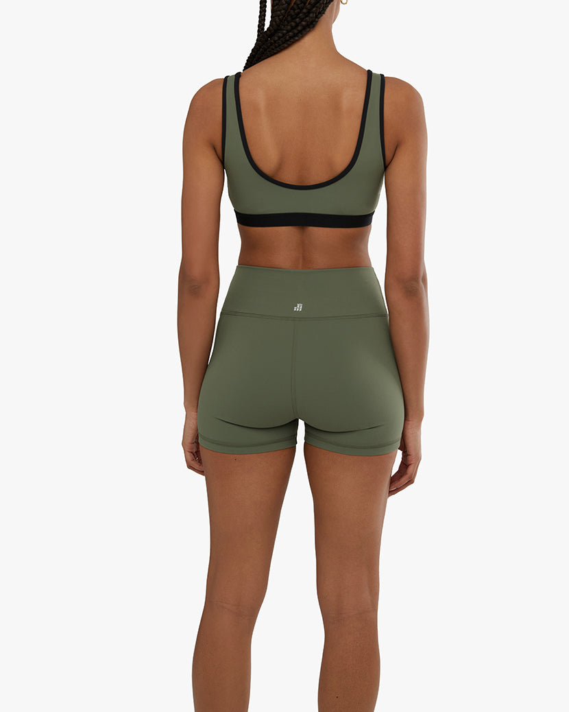 Scoop Neck Silhouette Bra | Army Green/Black