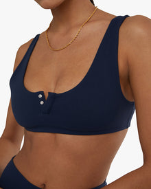 Snap Front Scoop Bra | Navy