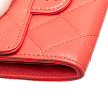 Chanel | Pre-Owned Quilted Lambskin Flap Card Holder on Chain | Red