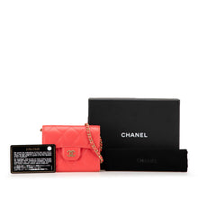 Chanel | Pre-Owned Quilted Lambskin Flap Card Holder on Chain | Red