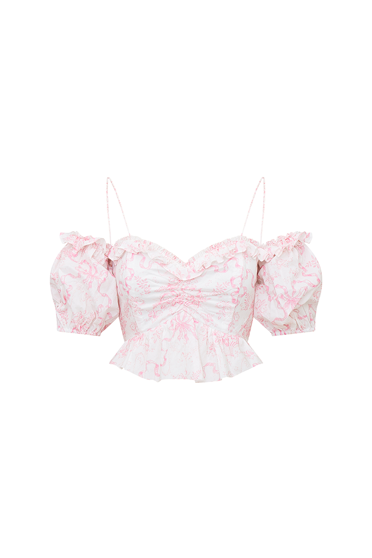 Womens | Amille Bow Off-the-Shoulder Top | Bubblegum Blast