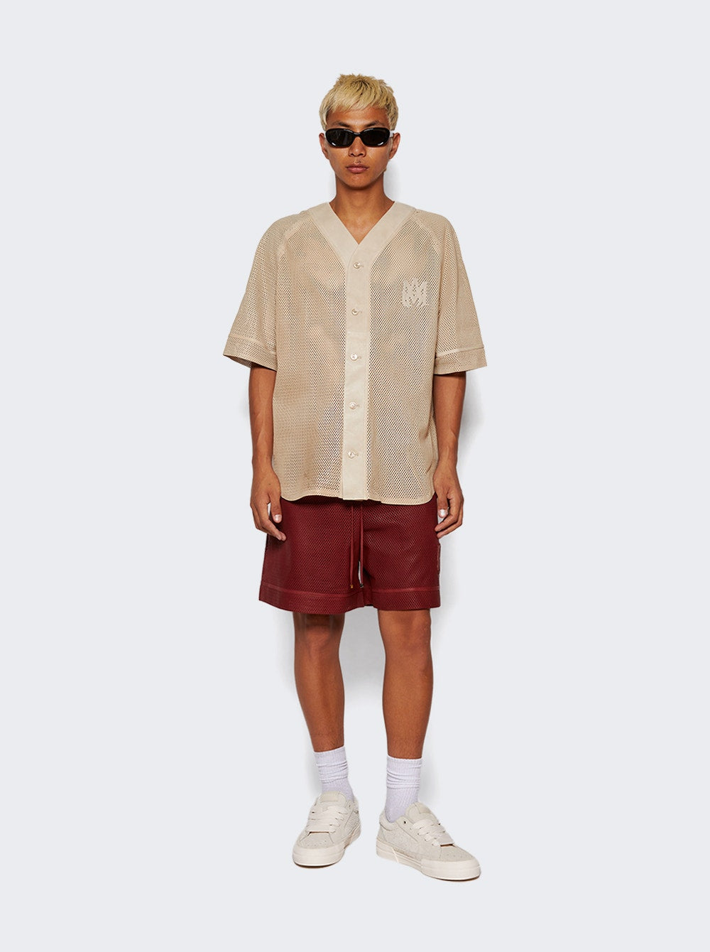 Men | Amiri | Ma Perforated Baseball Shirt Birch | Beige