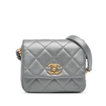 Chanel | Pre-Owned Mini Quilted Lambskin Side Note Flap | Silver