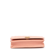Chanel | Pre-Owned Quilted Caviar Boy Wallet on Chain | Pink/Salmon