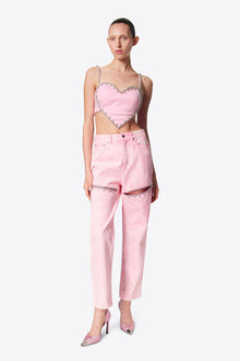 Crystal Slit Jean | Powder Pink