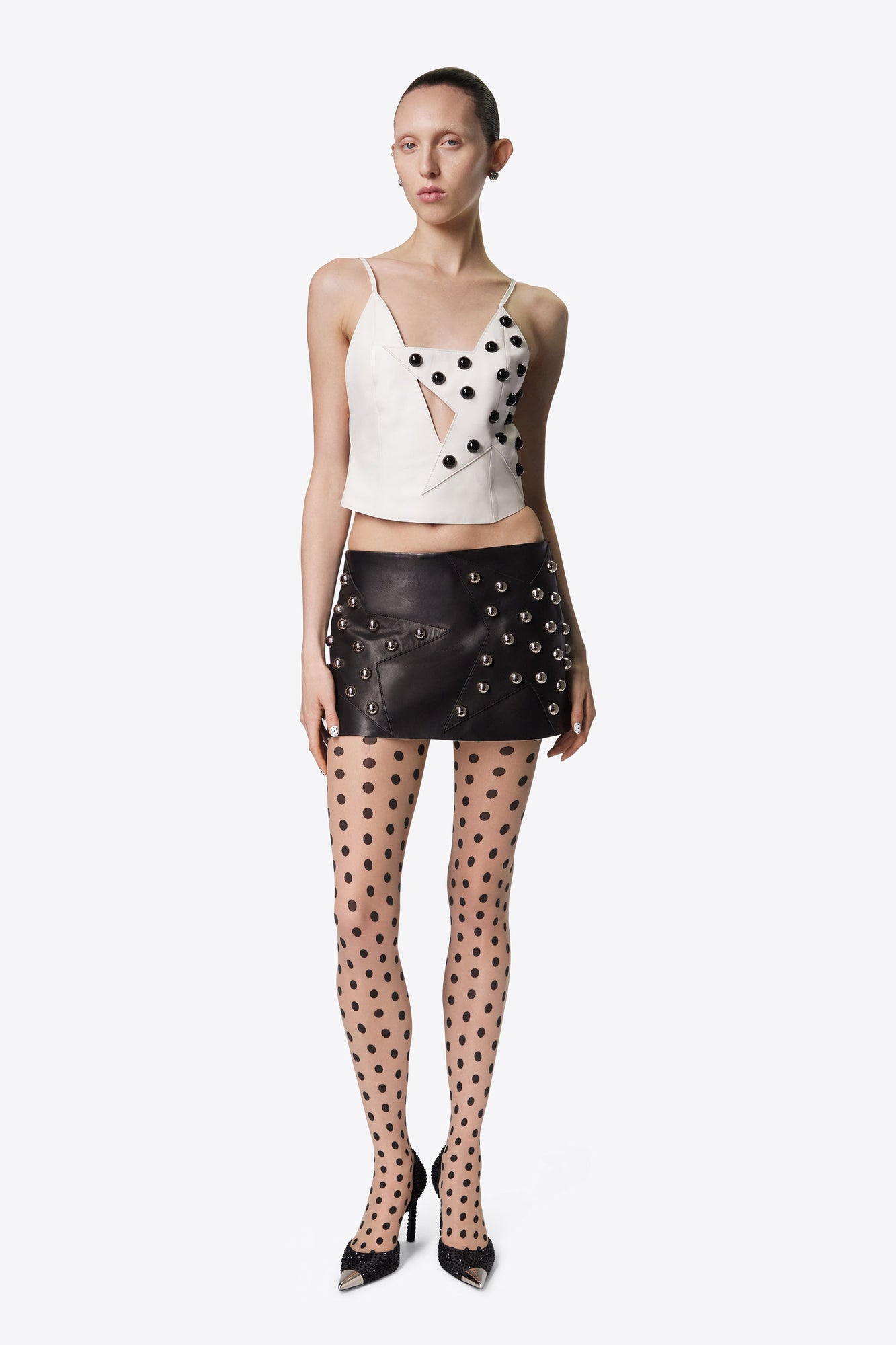 Studded Polka Dot Leather Top