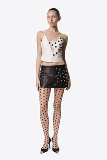 Studded Polka Dot Leather Skirt