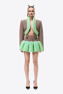 Faux Fur Godet Mini Skirt | Caramel Multi