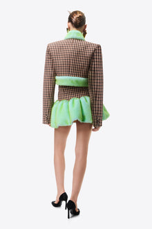 Faux Fur Trim Cropped Blazer | Caramel Multi