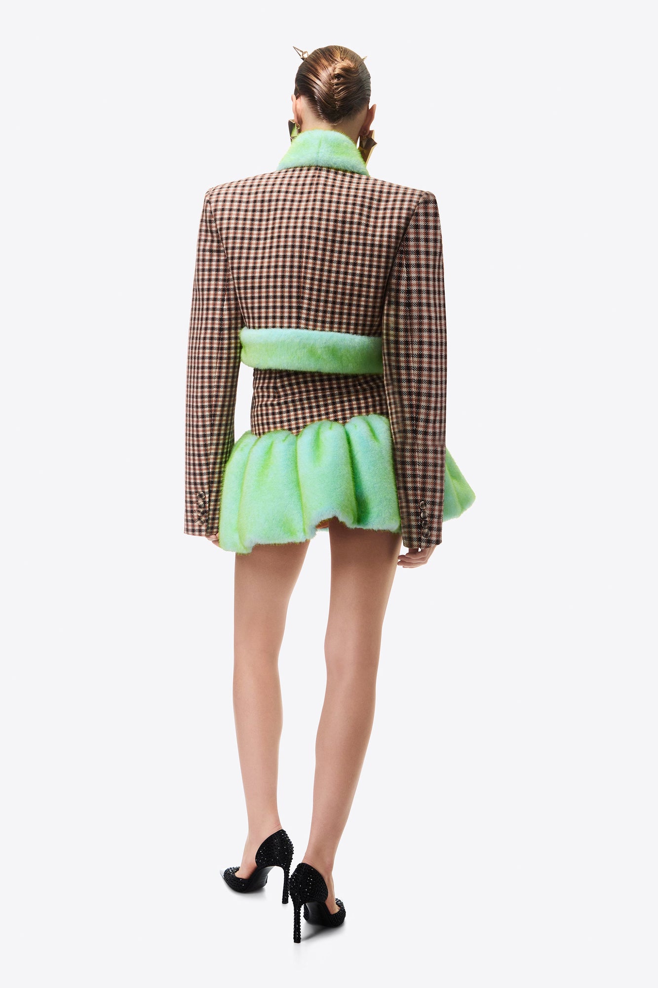 Faux Fur Godet Mini Skirt | Caramel Multi