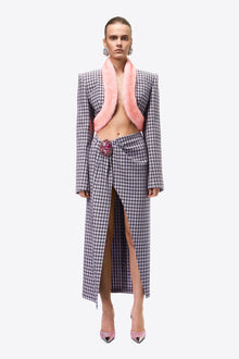 Faux Fur Trim Cropped Blazer | Lilac Multi