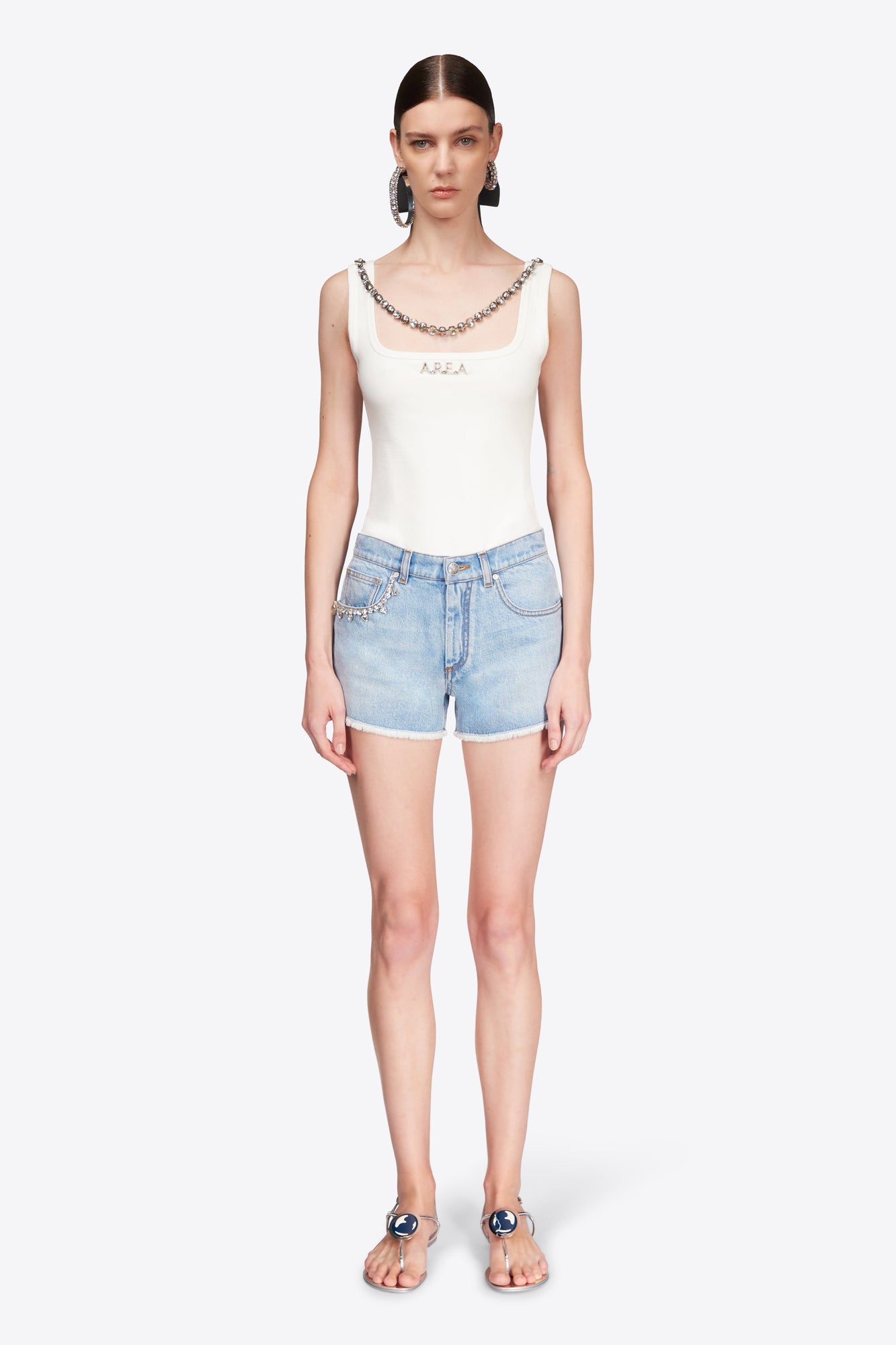 Crystal Pocket Jean Short | Light Blue