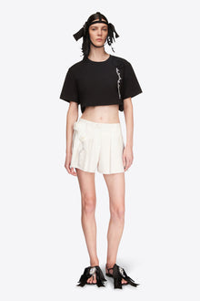 Crystal Rosette Cropped T-Shirt | Black