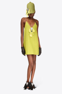 Crystal Embellished Bow Mini Dress | Chartreuse
