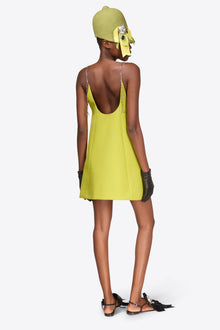 Crystal Embellished Bow Mini Dress | Chartreuse