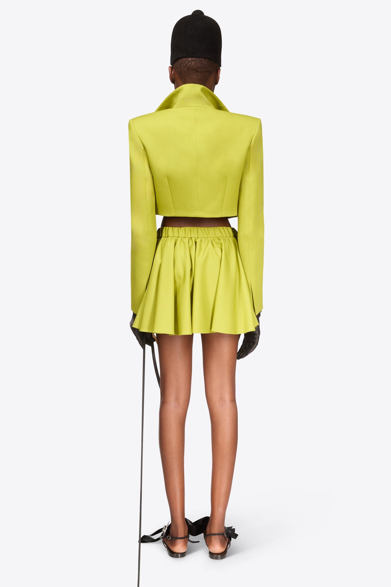 Crystal Embellished Bow Cropped Jacket | Chartreuse