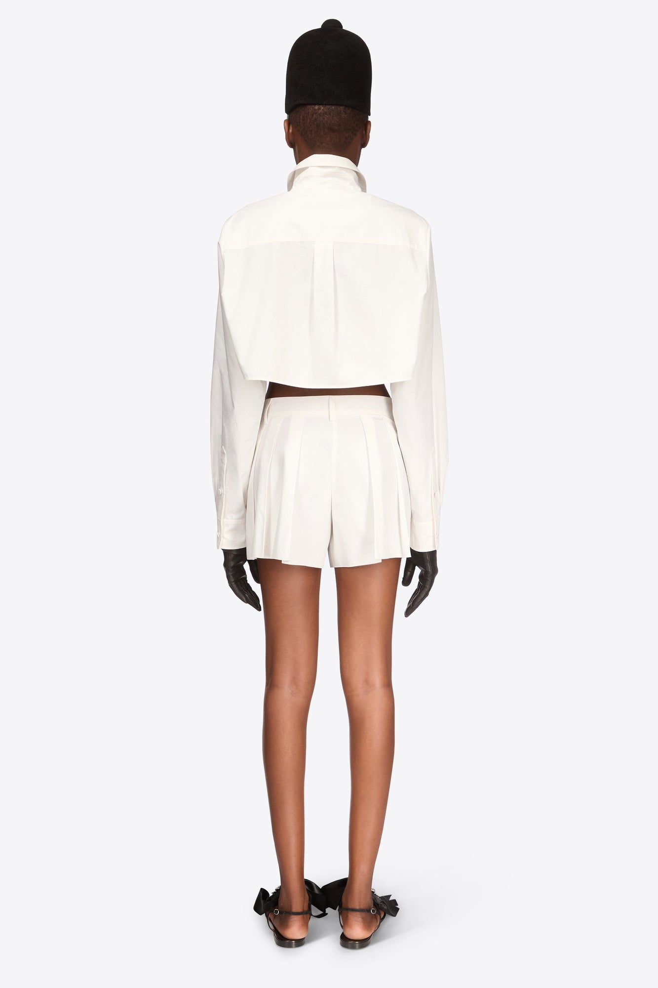 Crystal Rosette Poplin Cropped Shirt | Off White