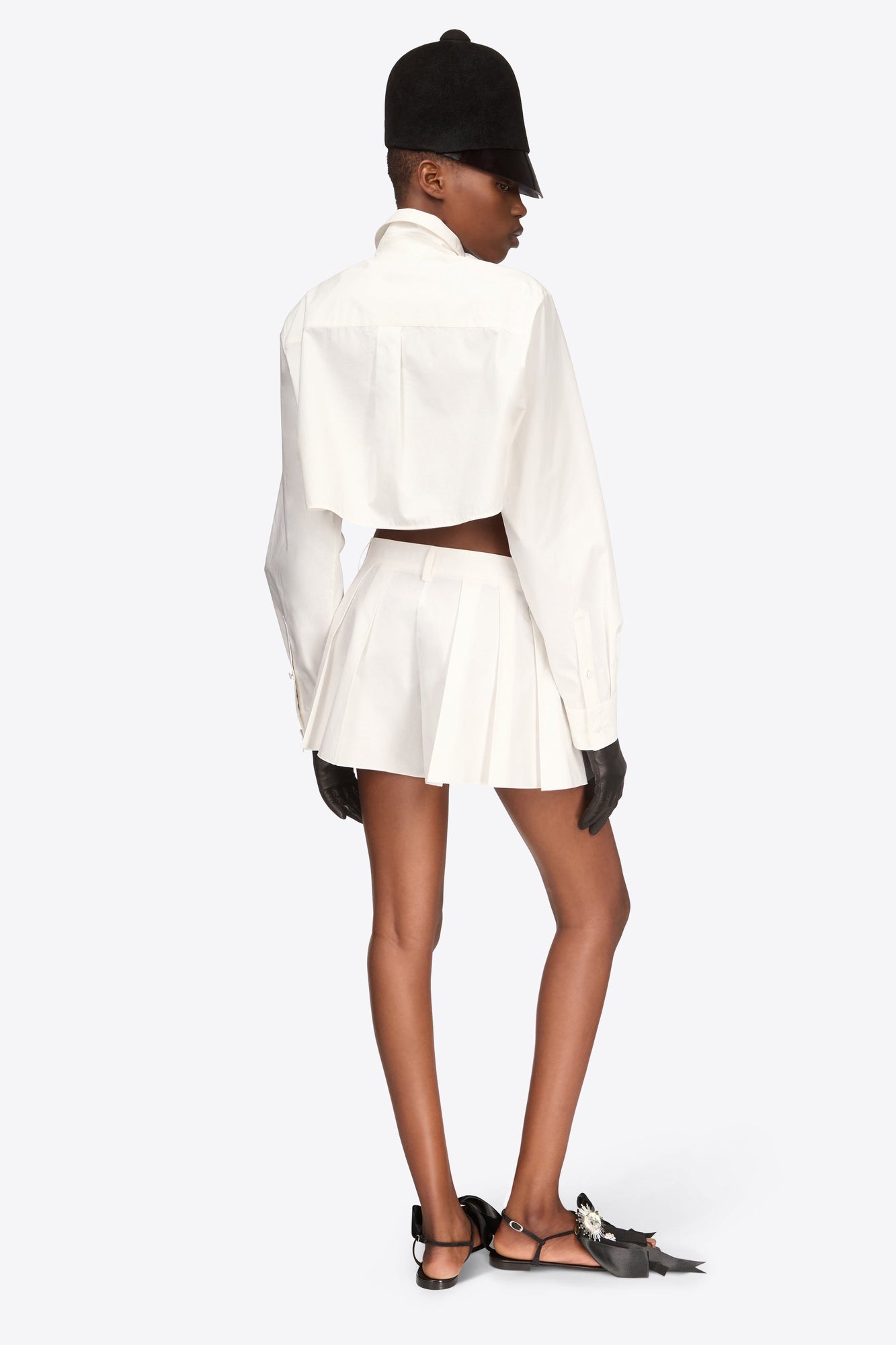 Crystal Rosette Poplin Cropped Shirt | Off White
