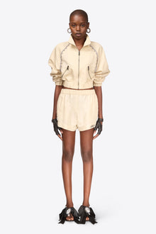 Crystal Trim Track Short | Cream White