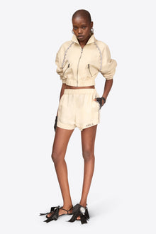 Crystal Trim Track Short | Cream White