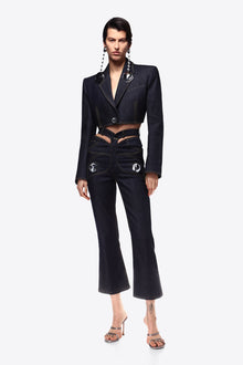 Raw Denim Butterfly Cropped Jean | Dark Indigo