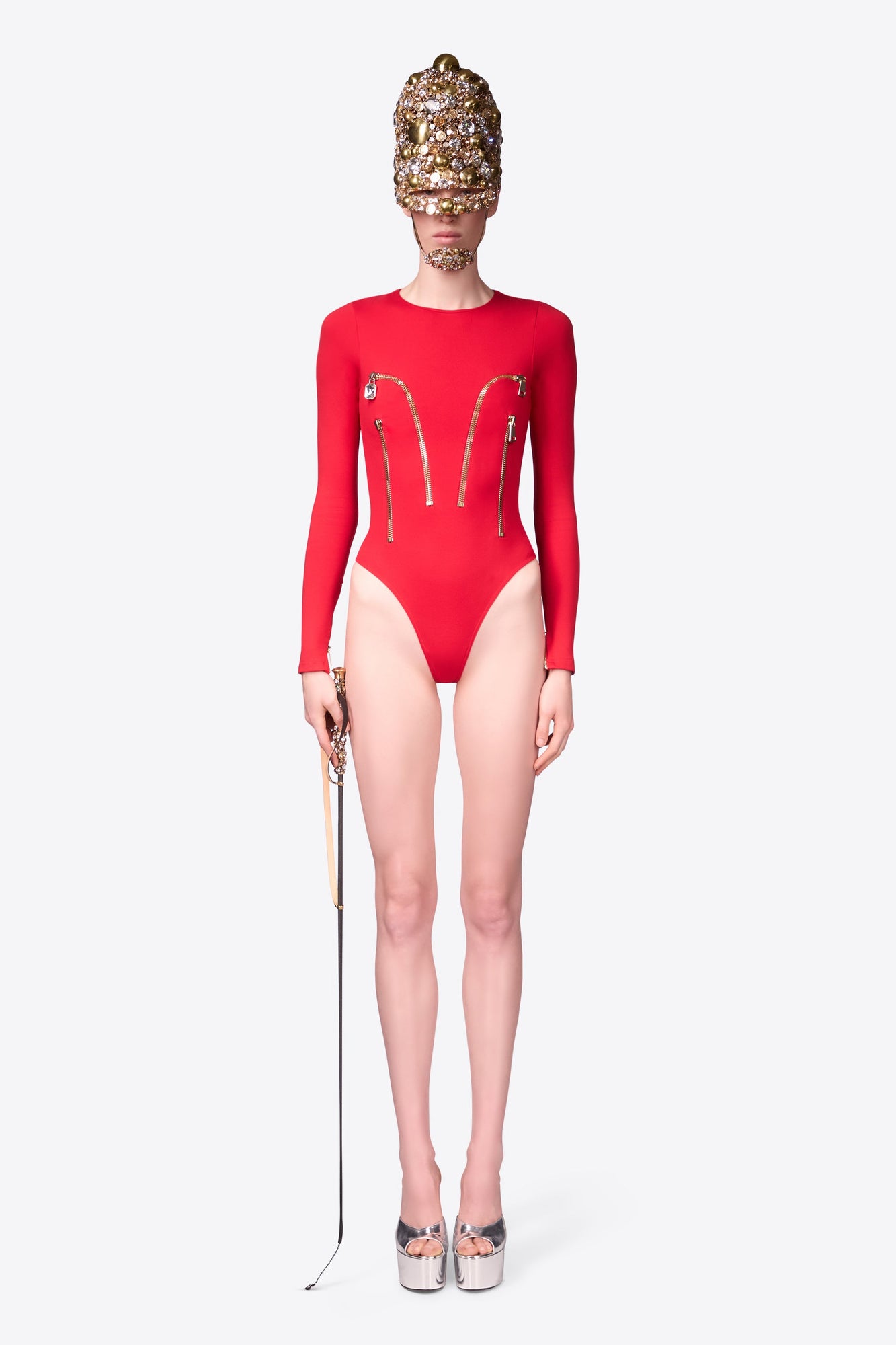 Long Sleeve Zipper Bodysuit | Carmine