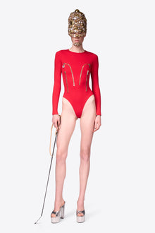 Long Sleeve Zipper Bodysuit | Carmine