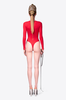 Long Sleeve Zipper Bodysuit | Carmine