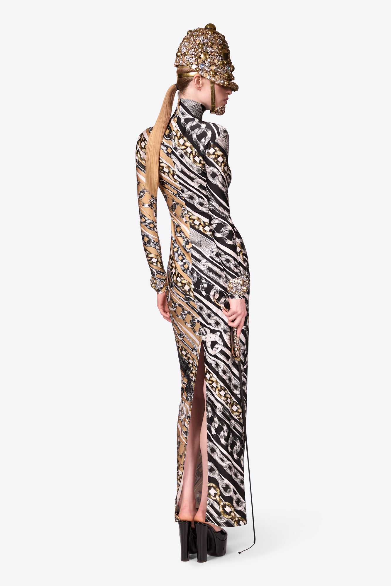 Chain Printed Long Sleeve Maxi Dress | Multi