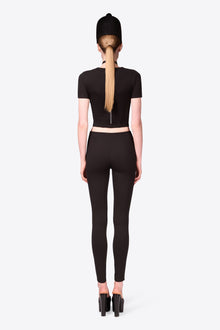 Zipper Bustier Cup T-Shirt | Black