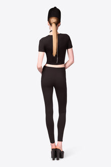 Zipper Bustier Cup T-Shirt | Black