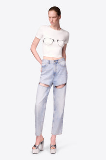 Zipper Bustier Cup T-Shirt | White