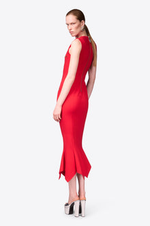 Handkerchief Zipper Midi Dress | Carmine