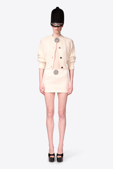 Crystal Brooch Mini Skirt | Whipped White