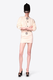 Crystal Brooch Mini Skirt | Whipped White