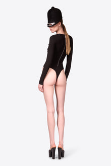 Long Sleeve Zipper Bodysuit | Black