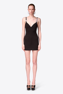 Crystal Link Mini Dress | Black