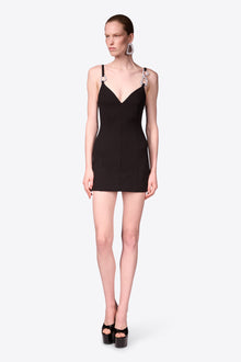 Crystal Link Mini Dress | Black